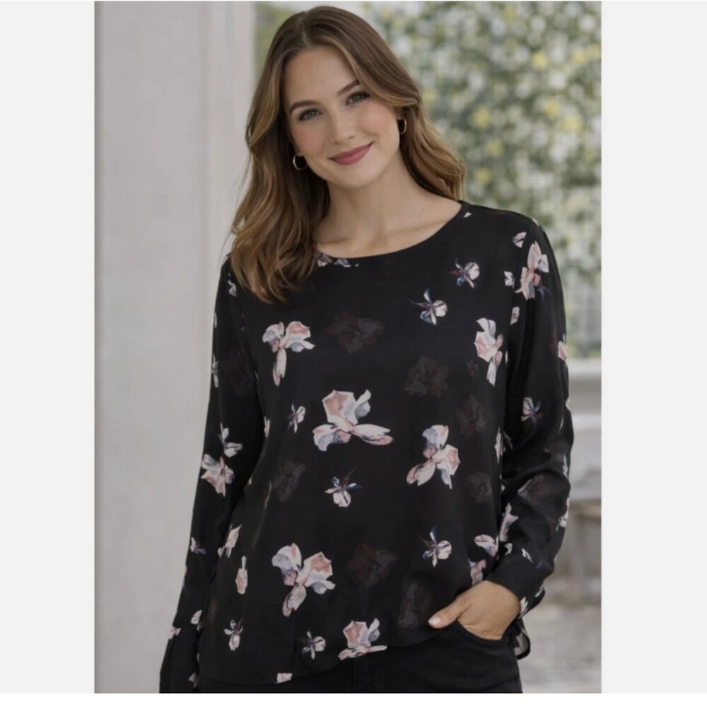 Banana Republic Boatneck Floral Blouse Top Small
